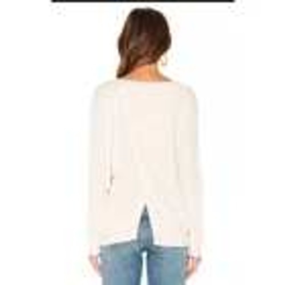 Vince Quiet Luxury Cashmere Cream Minimalist Ribbed Open Tie Back Sweater Sz S‎